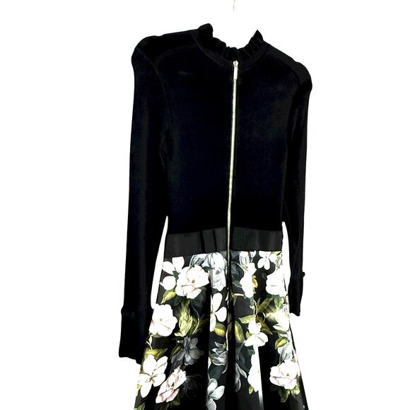 Ted Baker Nerida Floral Print Fit and Flare Contrats Dress Size S Long Sleeves - Picture 11 of 15